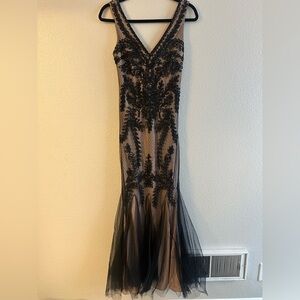 Avery G Soutache Godet Lace Mermaid gown